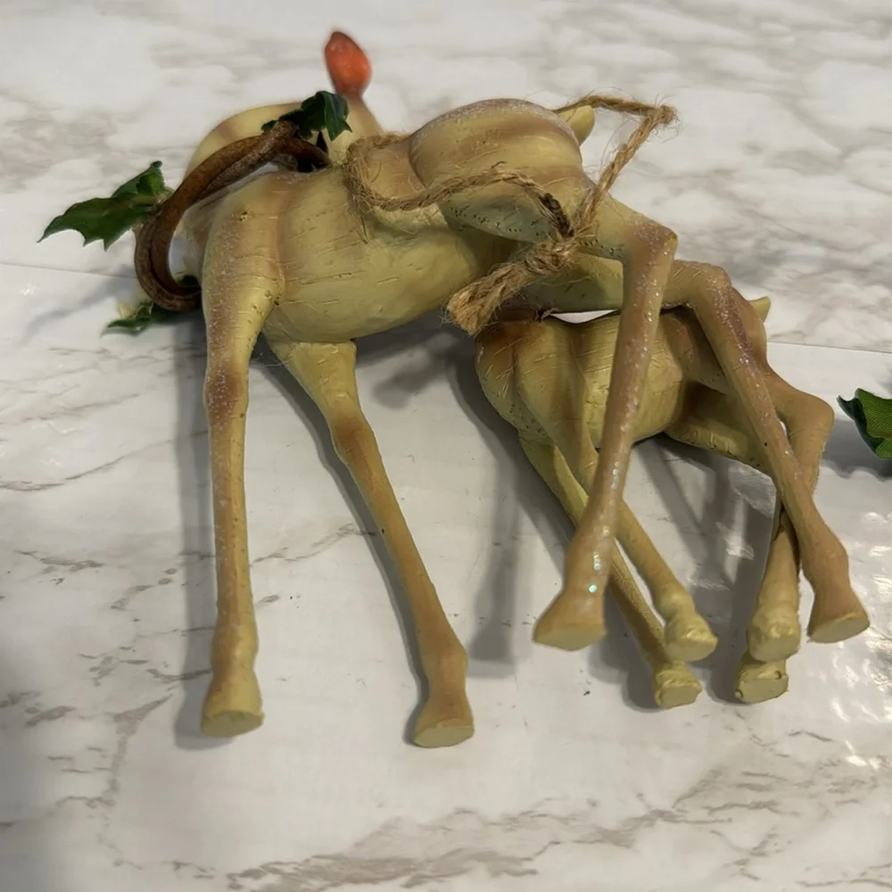Christmas deer figurines ceramic festive ornaments home decor